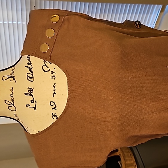 New York & Company Tan Sleeveless Dress w/Side Button Detail XL - Picture 3 of 16